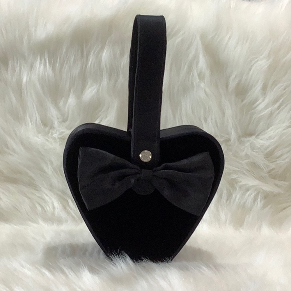 Swarovski Swan Black Velvet 🖤 Heart Shaped Bow Evening Handbag Purse
